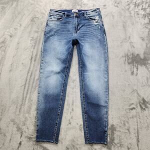 Kensie Jeans Womens 10/30 Blue Distressed The Kelsey High Rise Skinny Stretch